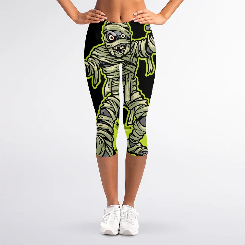 Markdowns Halloween Mummy Print Women's Capri Leggings