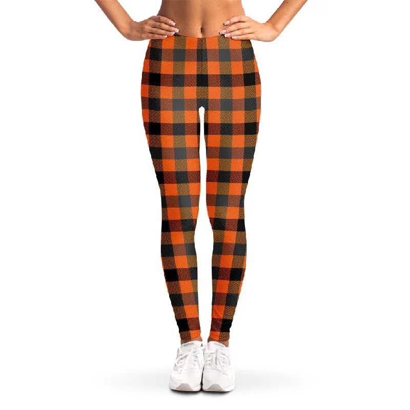 Deal Explosion Halloween Orange Buffalo Check Print Women's Leggings