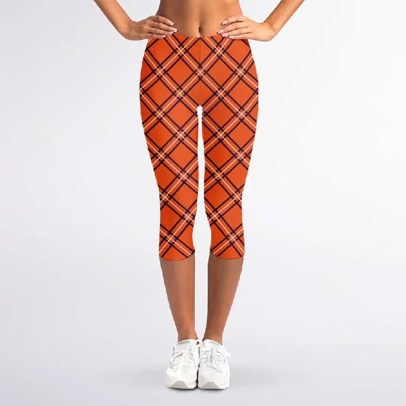 Big Discounts Halloween Plaid Pattern Print Women's Capri Leggings