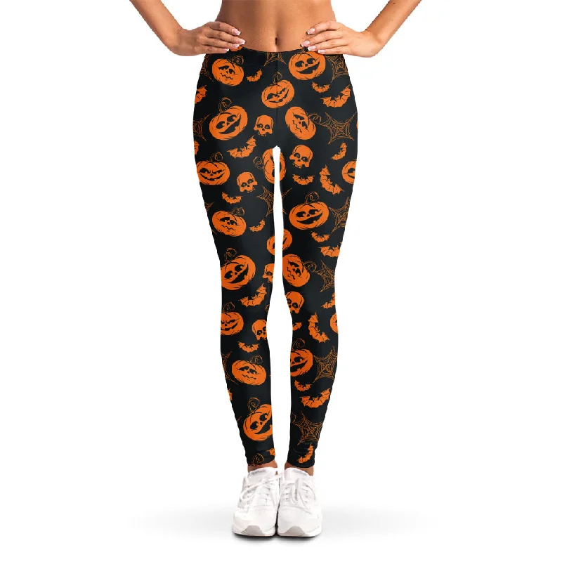 Weekend Flash Sale Halloween Pumpkin And Bat Pattern Print Women's Leggings