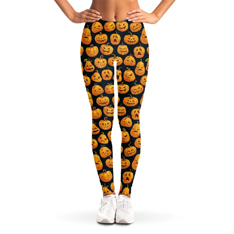 Markdown Madness Halloween Pumpkin Jack-O'-Lantern Print Women's Leggings