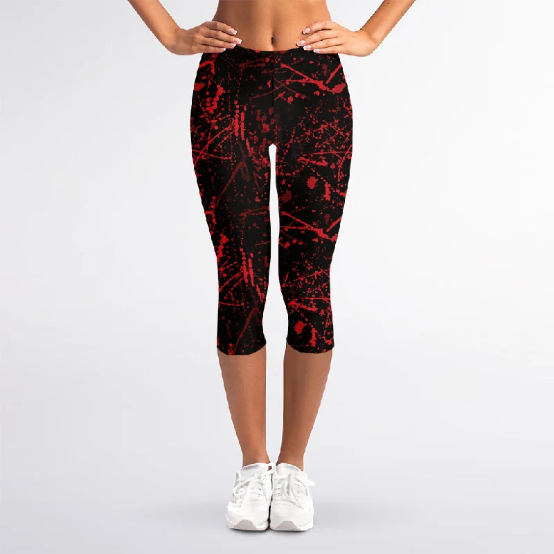Incredible Offers Halloween Red Blood Print Women's Capri Leggings