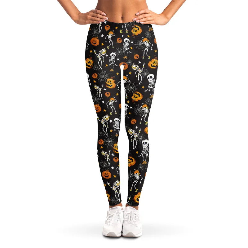 Limited Quantity Halloween Skeleton Party Pattern Print Women's Leggings