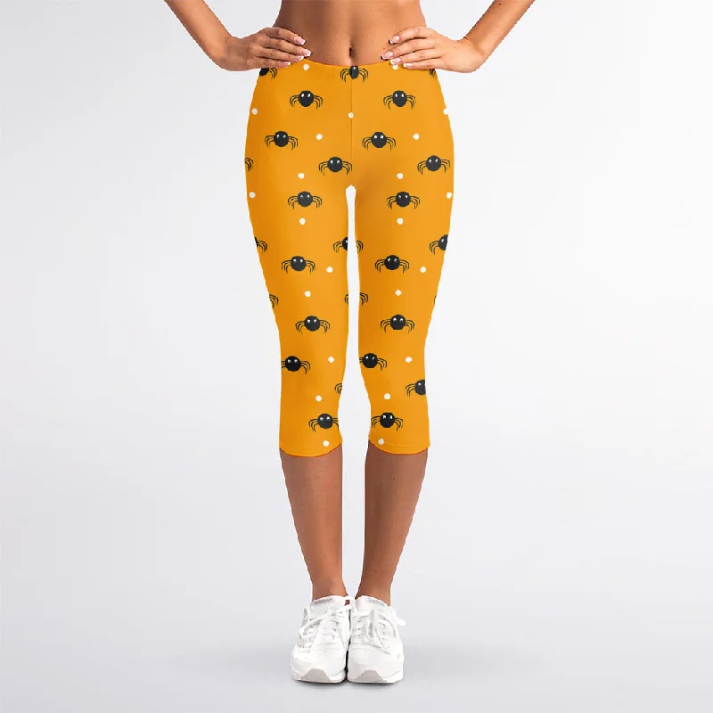 Best Deals Halloween Spider Pattern Print Women's Capri Leggings
