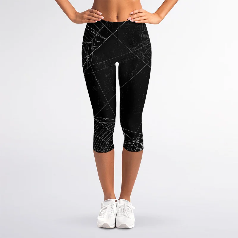 Reduced Prices Halloween Spider Web Print Women's Capri Leggings