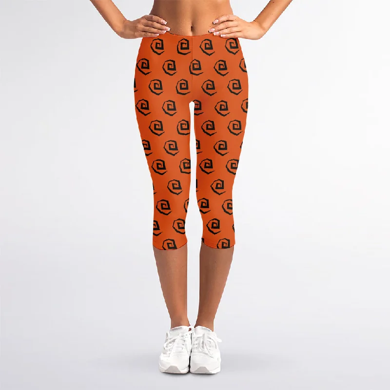 TIME-Limited Offer Halloween Spiral Pattern Print Women's Capri Leggings