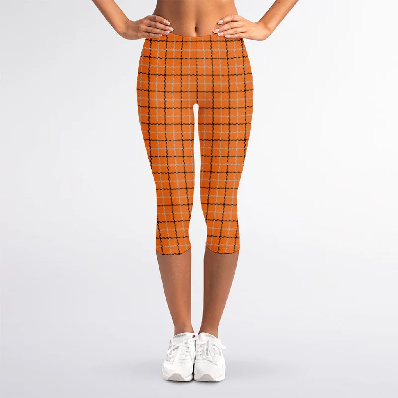 Special Discount Halloween Tattersall Pattern Print Women's Capri Leggings