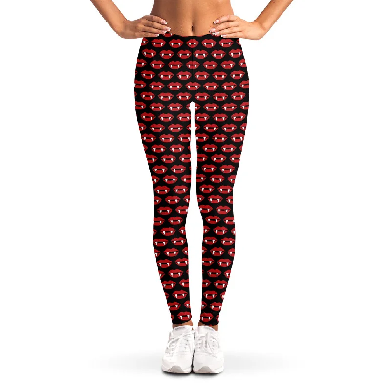 Stock Clearance Halloween Vampire Lips Pattern Print Women's Leggings