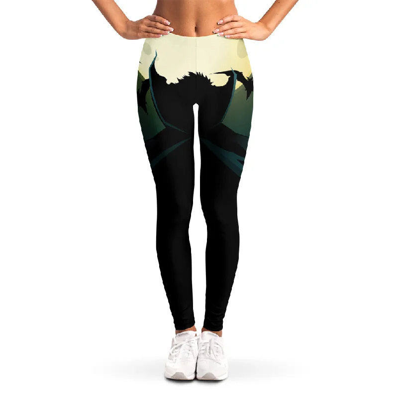 Midnight Madness Halloween Vampire Silhouette Print Women's Leggings