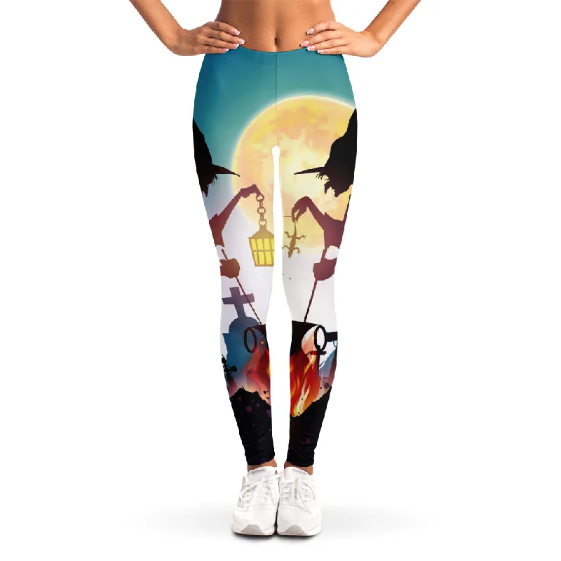 Huge Discounts Halloween Witch And Cauldron Print Women's Leggings