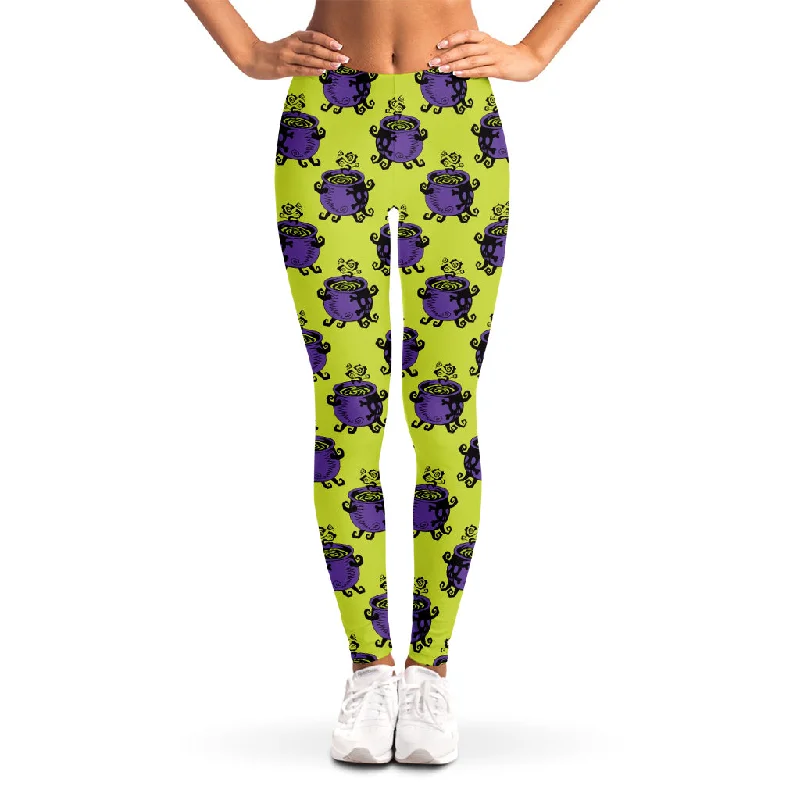 Overstock Halloween Witch Cauldron Pattern Print Women's Leggings