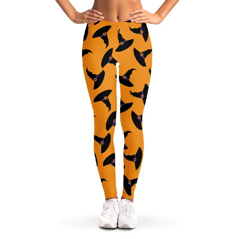 Online Only Halloween Witch Hat Pattern Print Women's Leggings