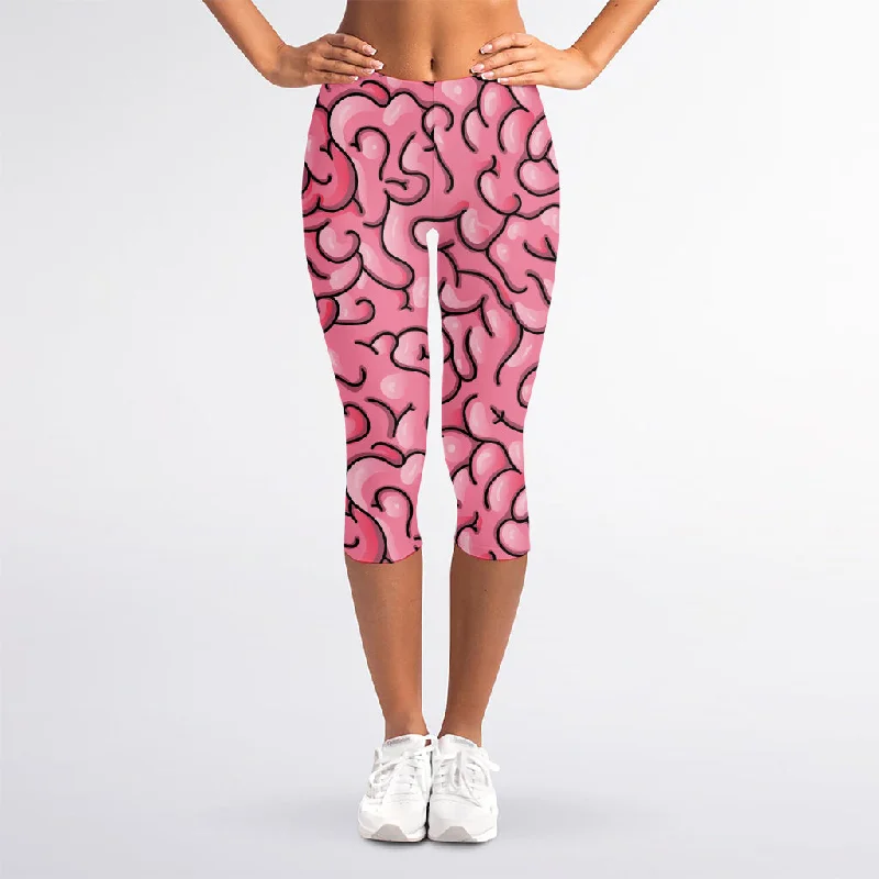 Savings Event Halloween Zombie Brain Print Women's Capri Leggings