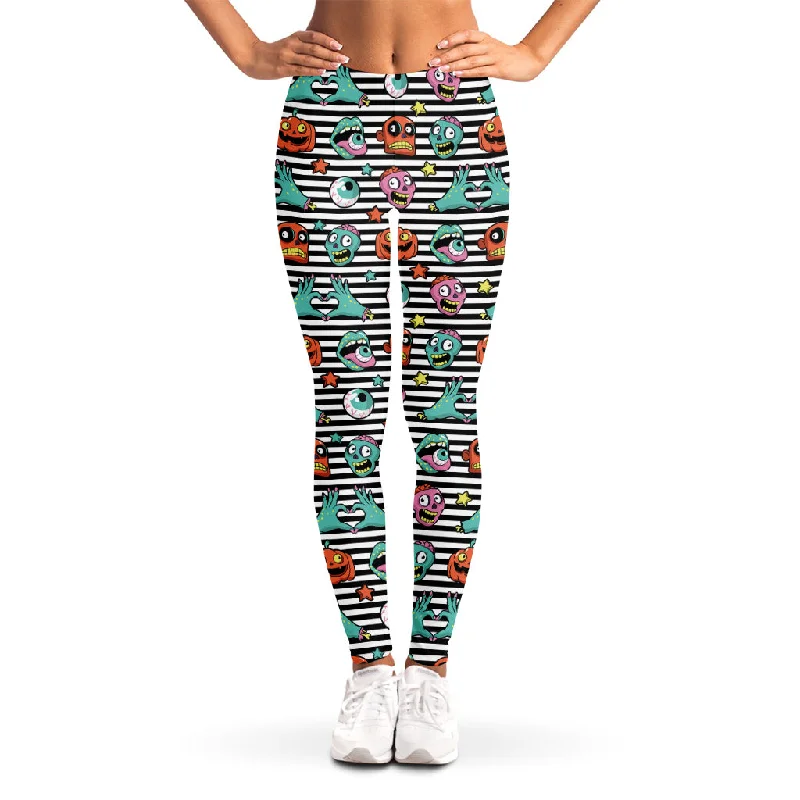 Crazy Deals Halloween Zombie Striped Pattern Print Women's Leggings