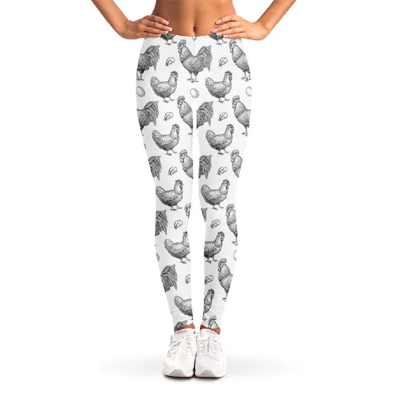 Flash Deals Hand Drawn Chicken Pattern Print Women's Leggings