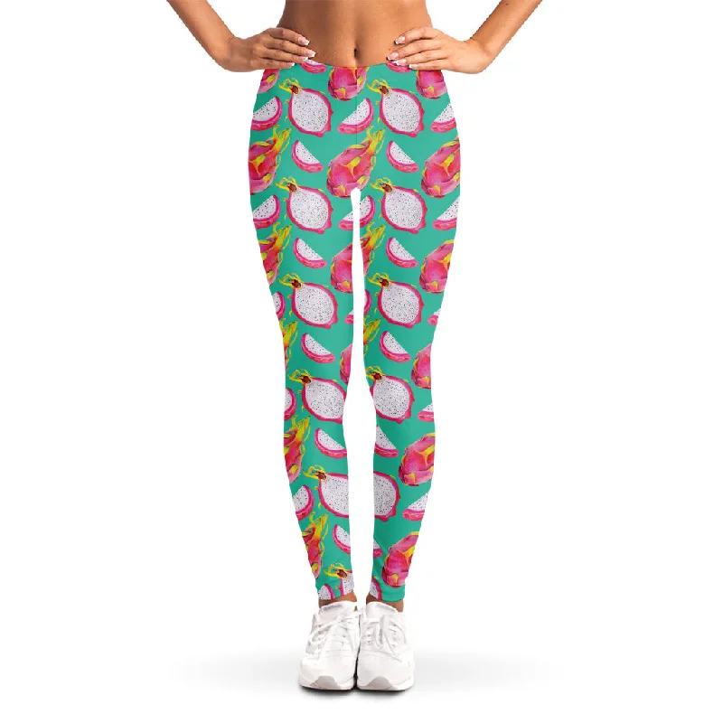 Fantastic Deals Hand Drawn Dragon Fruit Pattern Print Women's Leggings