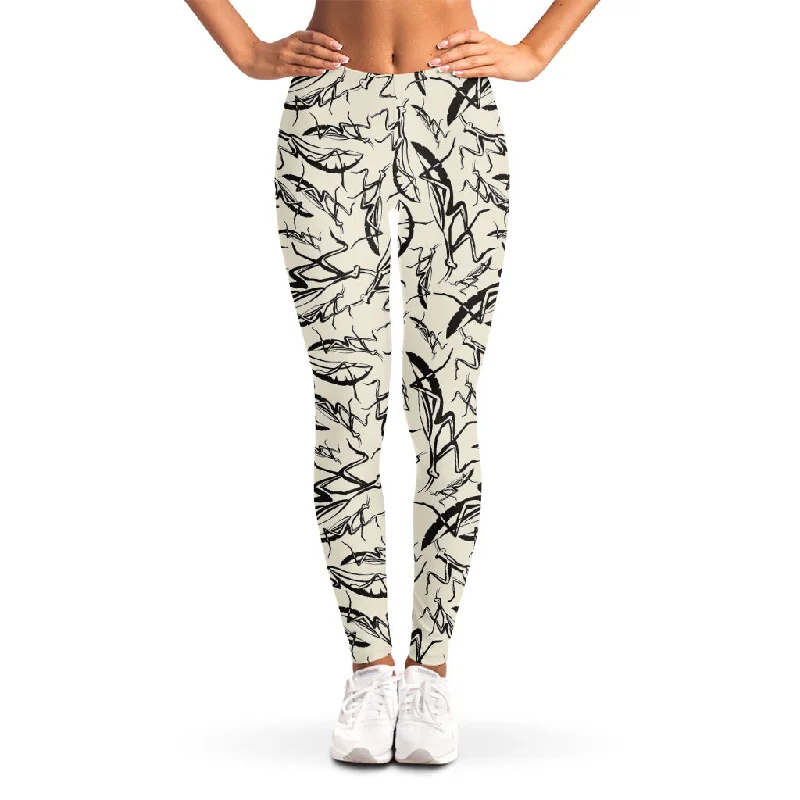 Don't Miss Hand Drawn Mantis Pattern Print Women's Leggings