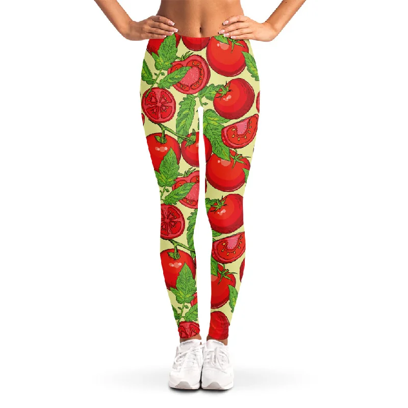 Unbeatable Prices Hand Drawn Tomato Pattern Print Women's Leggings