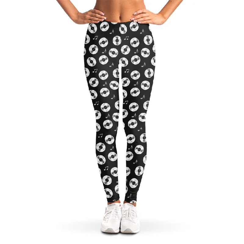 Deal of the Week Hand Drawn Vinyl Record Pattern Print Women's Leggings