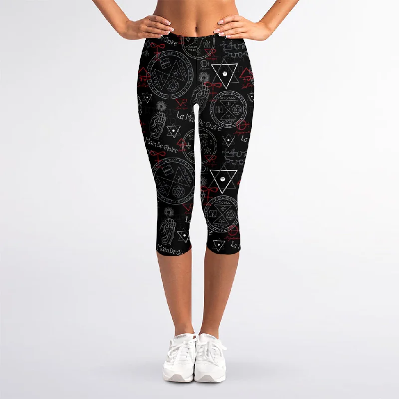 Year-End Sale Hand Of Glory Black Magic Witch Print Women's Capri Leggings