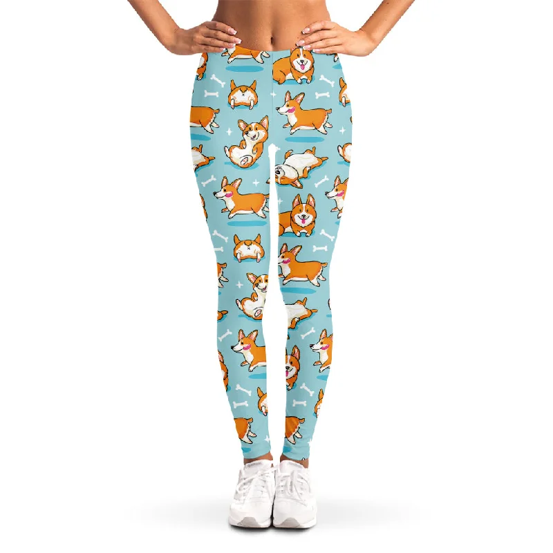 Blowout Deals Happy Corgi Pattern Print Women's Leggings