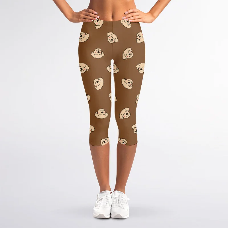 Buy More, Save More Happy Labrador Retriever Pattern Print Women's Capri Leggings