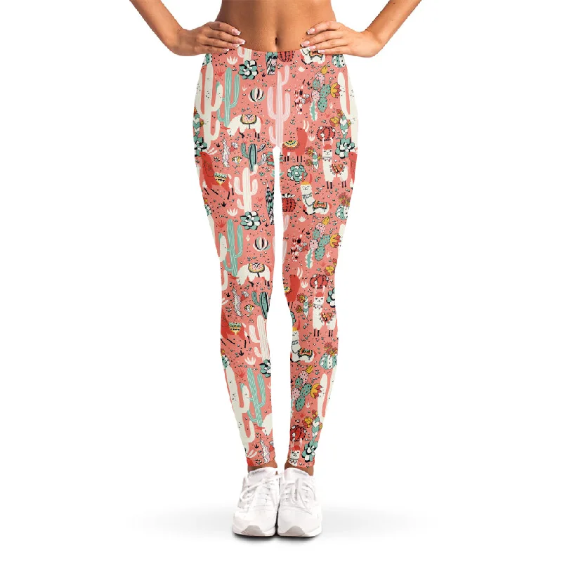 Super Sale Happy Llama Pattern Print Women's Leggings