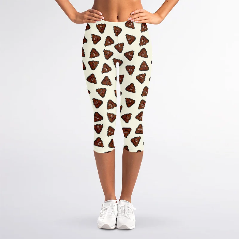 Today’s Special Happy Poop Pattern Print Women's Capri Leggings