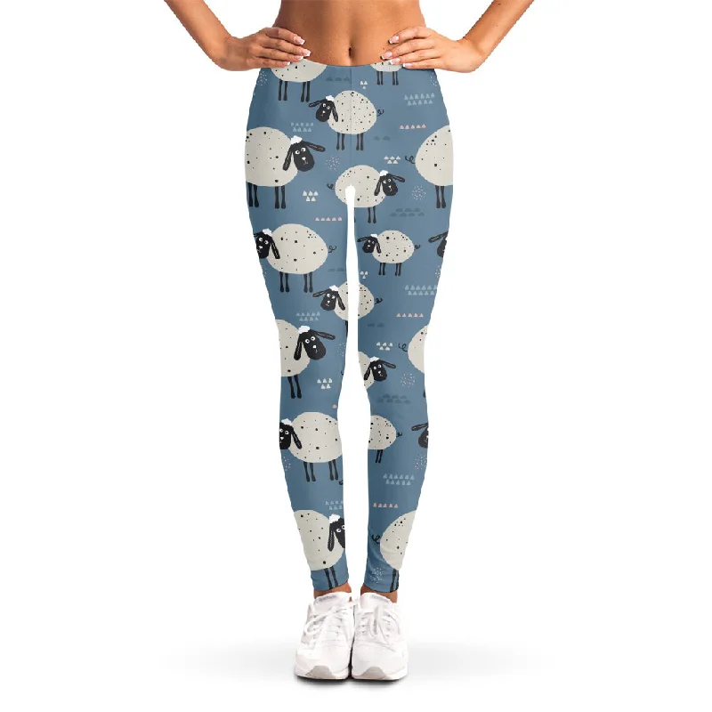 Major Savings Happy Sheep Pattern Print Women's Leggings