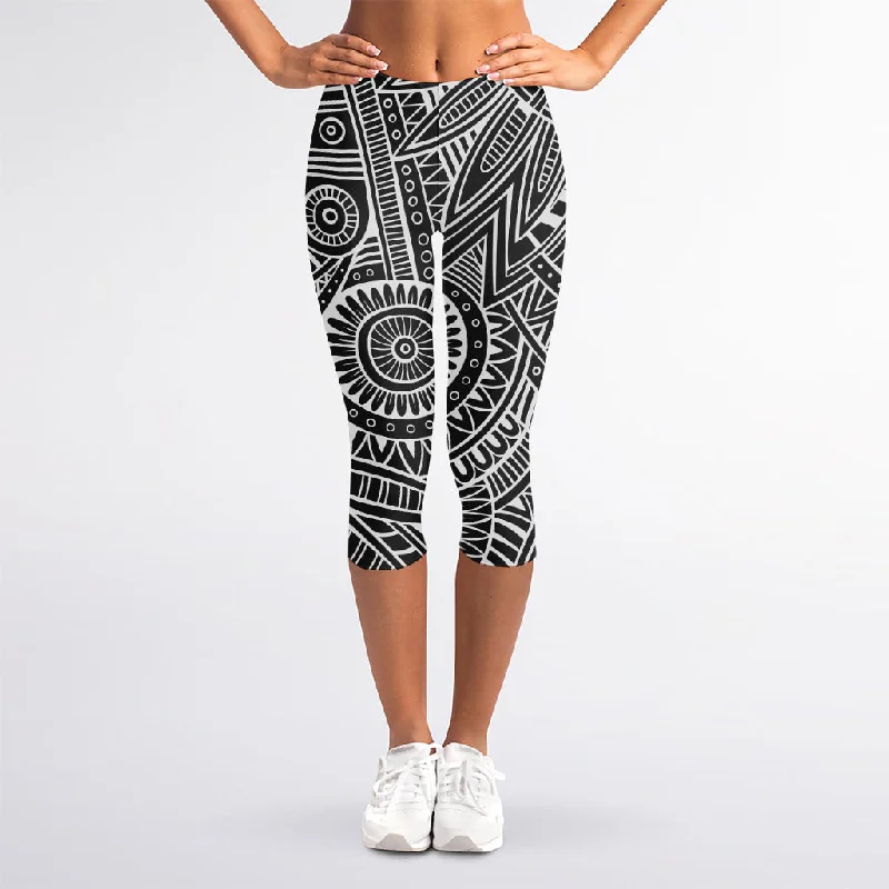 Reduced Prices Hawaii Polynesian Tribal Print Women's Capri Leggings