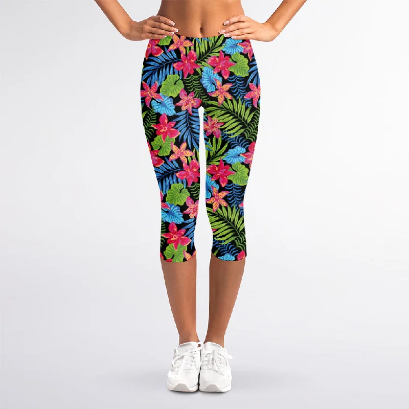 Lowest Price Hawaiian Floral Pattern Print Women's Capri Leggings