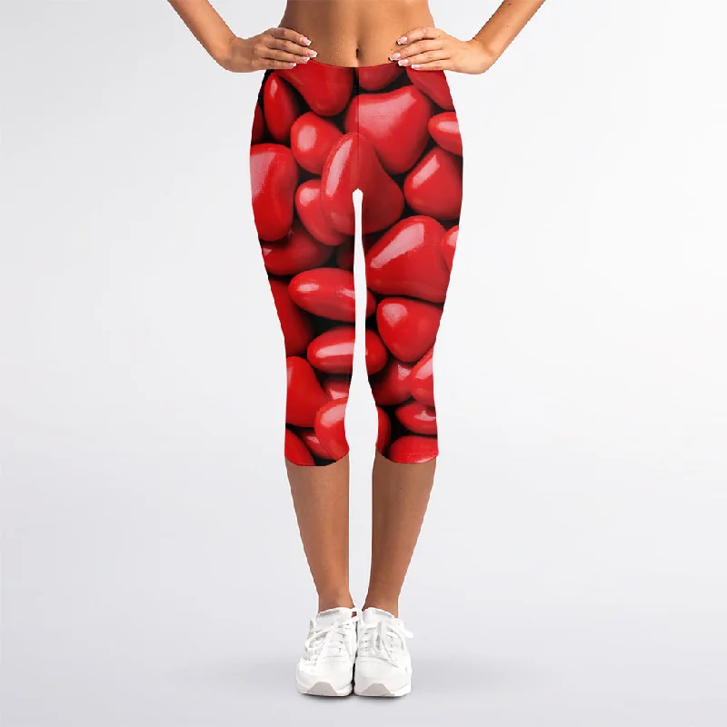 Shop and Save Heart Chocolate Candy Print Women's Capri Leggings