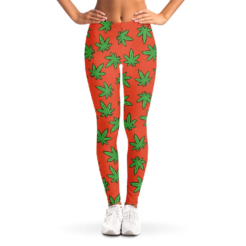 Savings Bonanza Hemp Leaf Pattern Print Women's Leggings