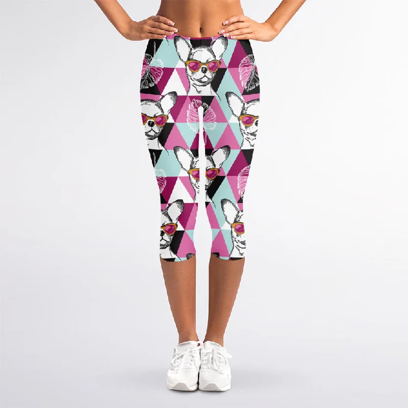 Must-Have Deals Hipster Chihuahua Pattern Print Women's Capri Leggings