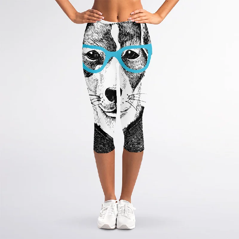 Buy More, Save More Hipster Jack Russell Terrier Print Women's Capri Leggings