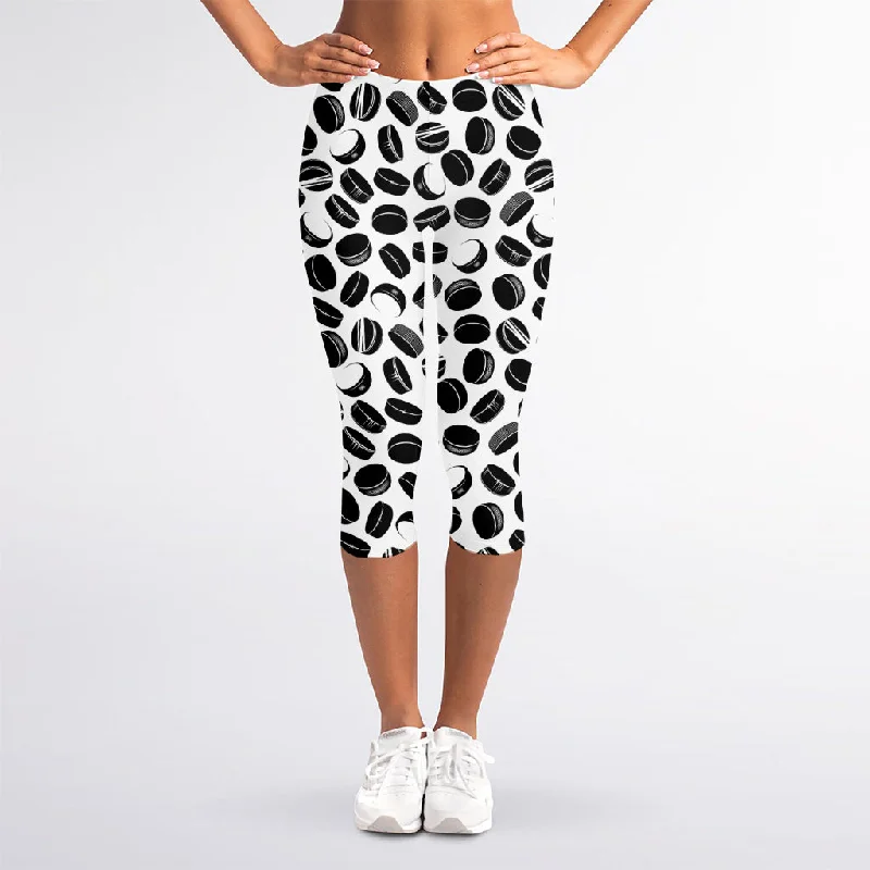 Take Advantage Hockey Puck Pattern Print Women's Capri Leggings