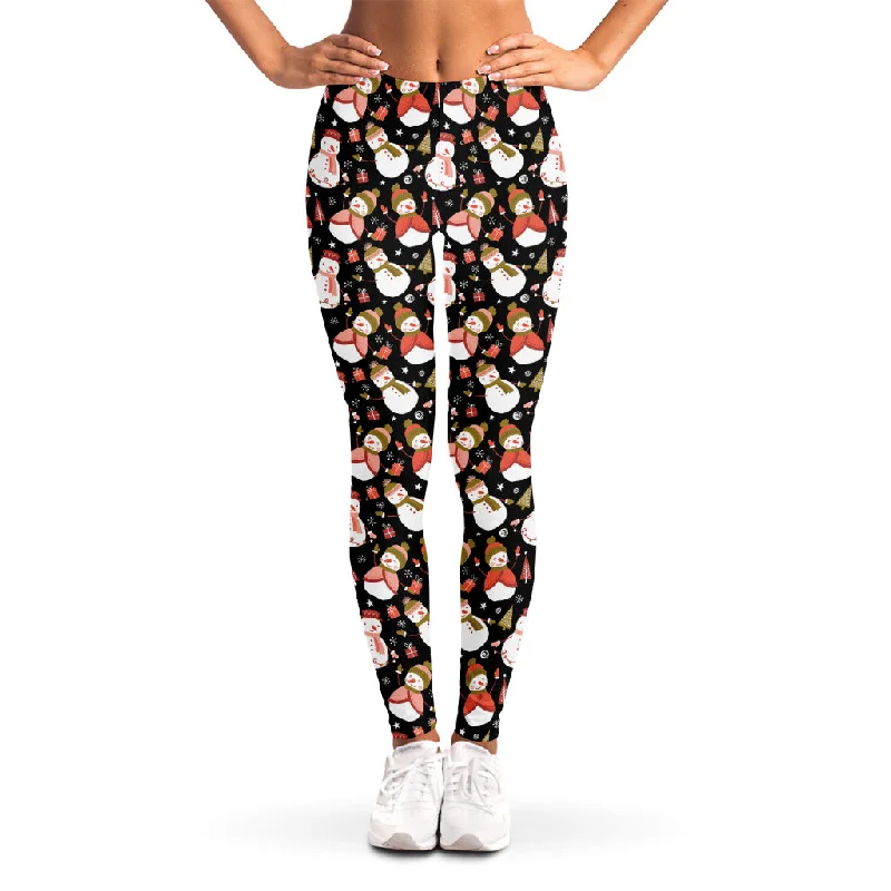 Exclusive Deal Holiday Snowman Pattern Print Women's Leggings