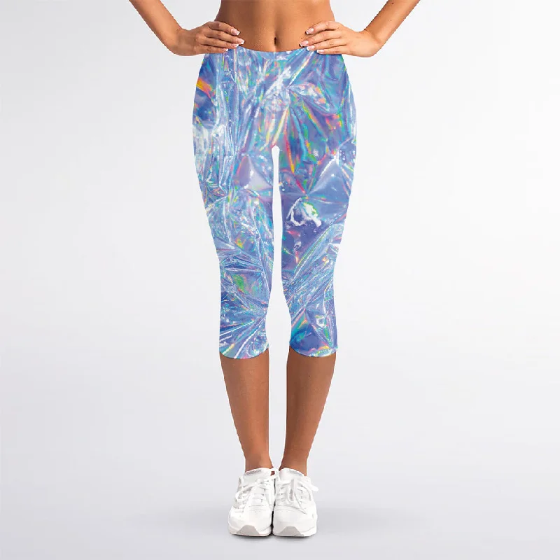 Shop and Save Holographic Artwork Print Women's Capri Leggings