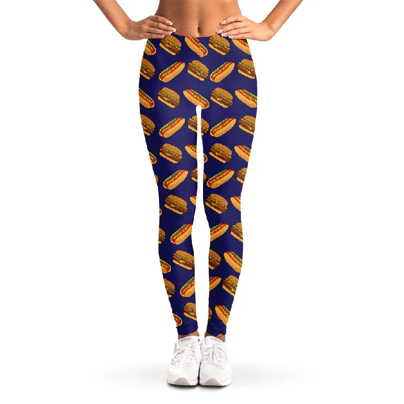 Special Price Hot Dog And Hamburger Pattern Print Women's Leggings