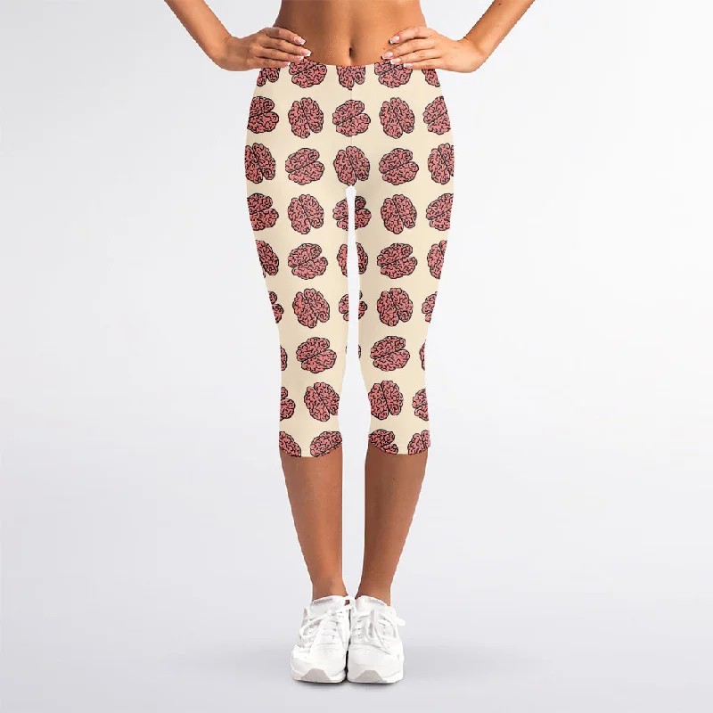Loyalty Reward Human Brain Pattern Print Women's Capri Leggings