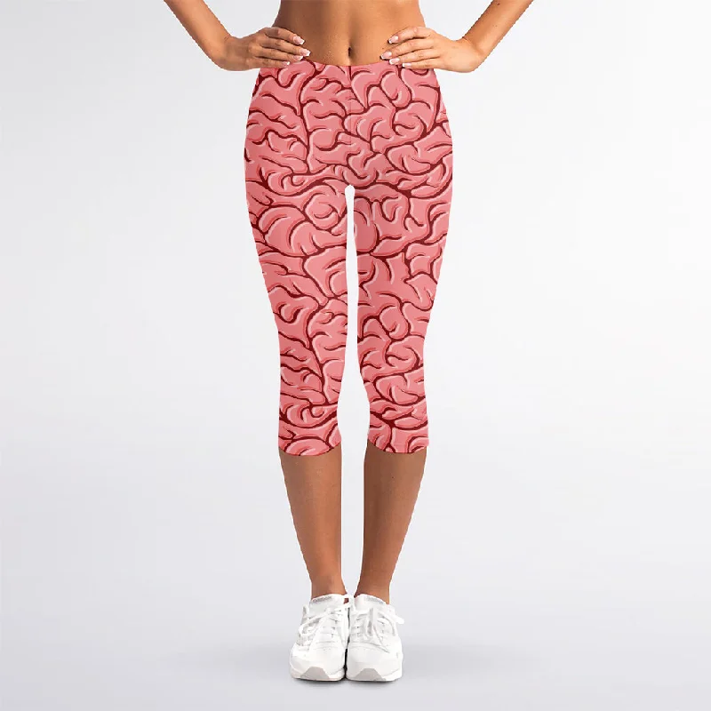 Stock Up and Save Human Brain Print Women's Capri Leggings