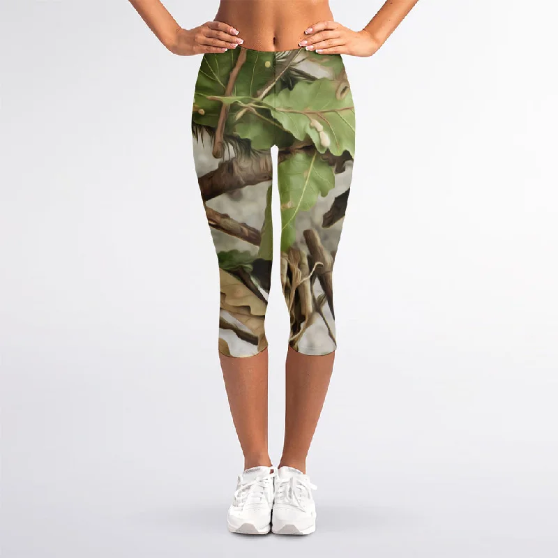 Act Now Hunting Camouflage Pattern Print Women's Capri Leggings
