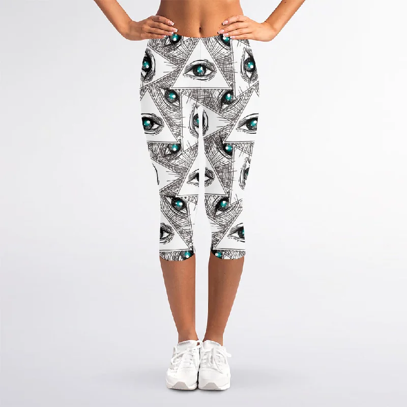 Weekend Special Illuminati Pattern Print Women's Capri Leggings