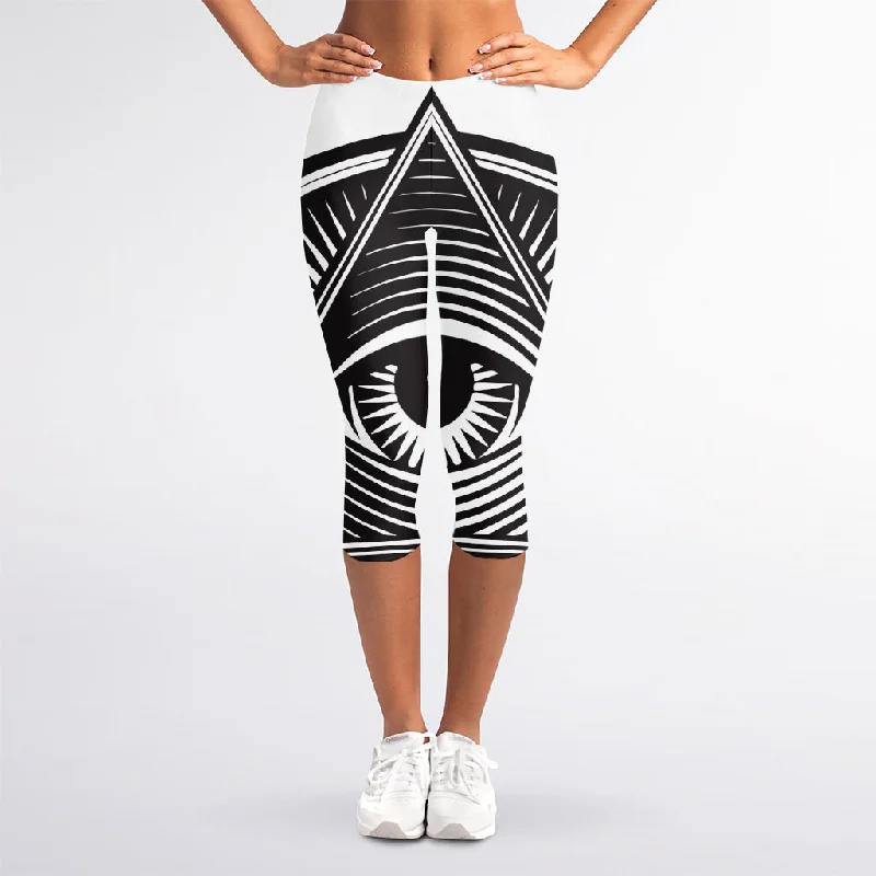 Deal of the Day Illuminati Symbol Print Women's Capri Leggings