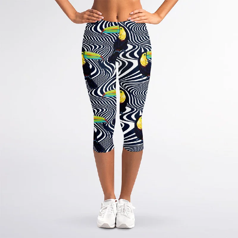 Today Only Illusion Toucan Print Women's Capri Leggings