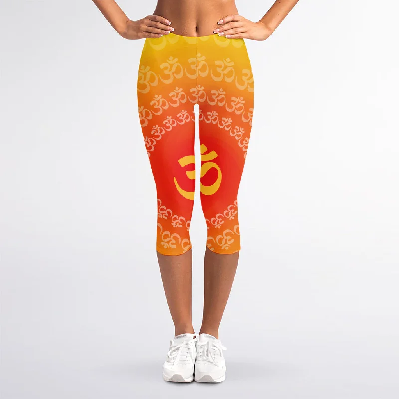 Overstock Indian Om Sign Print Women's Capri Leggings
