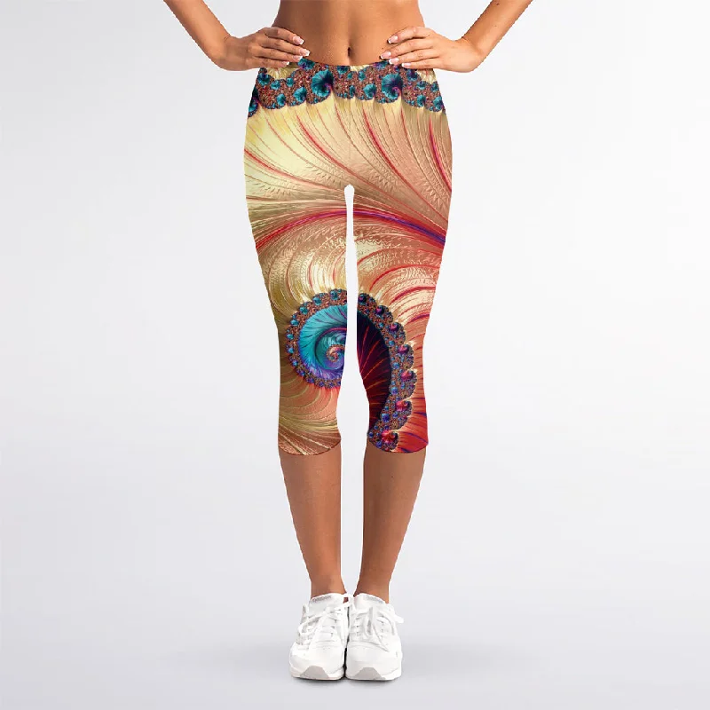 Closeout Infinite Fractal Print Women's Capri Leggings