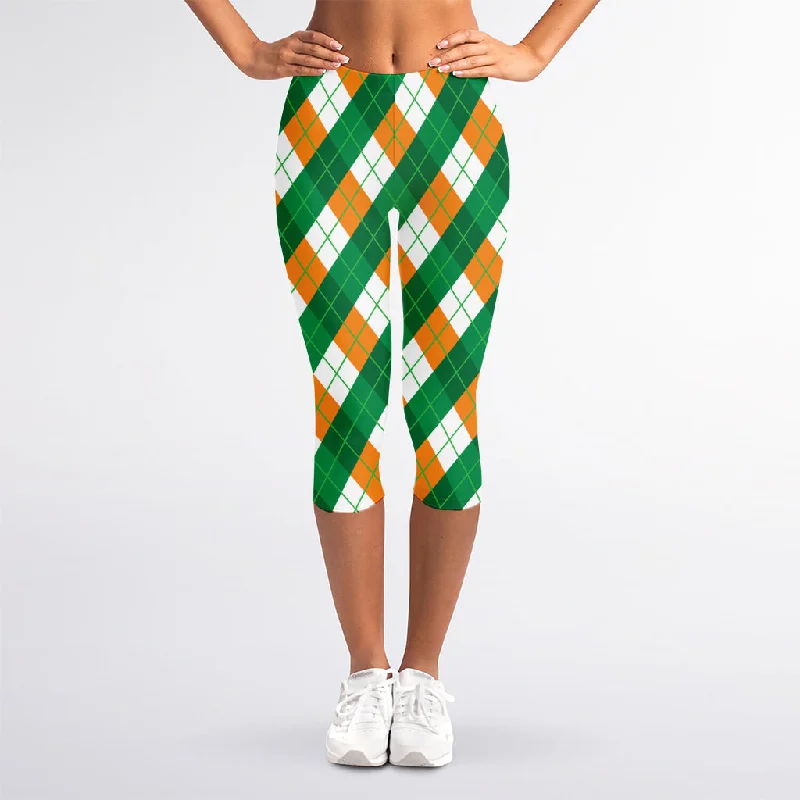 Bonus Savings Irish Argyle Pattern Print Women's Capri Leggings