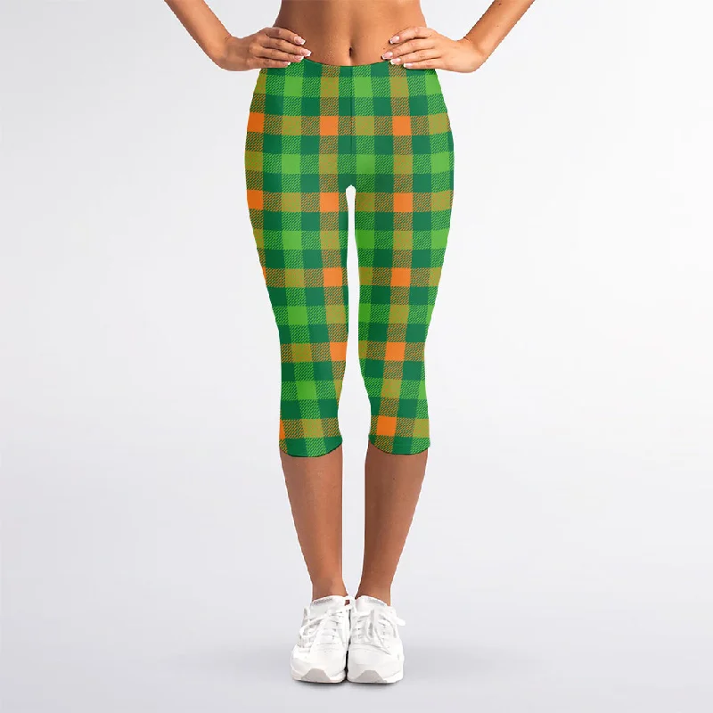 Bargain Prices Irish Buffalo Check Pattern Print Women's Capri Leggings