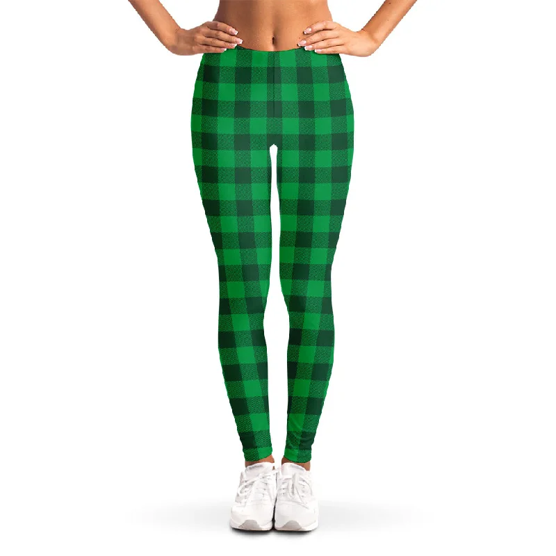 Exclusive Access Irish Green Buffalo Check Pattern Print Women's Leggings